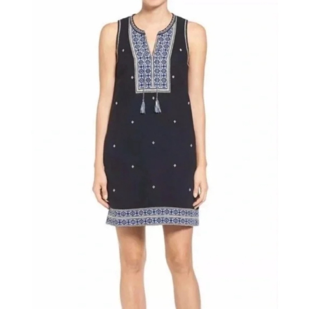 Madewell RESORT Boho Navy Sheath Dress with Embroidery Size 2